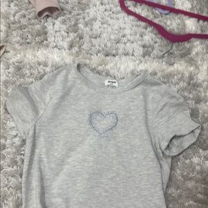 Cotton On Gray Crop Top with Blue Heart